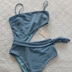 Ramy Brook Gigi Cut Out One Piece Swimsuit M Blue